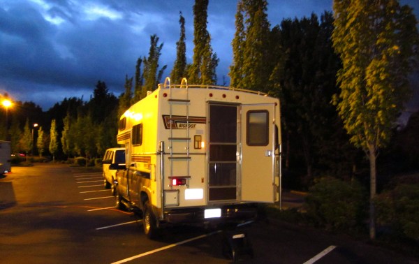 A truck camper is soooo versatile!  Plug in, do some work, cook some dinner, ...