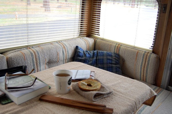 Toasted bagel, hot honey tea, a good book and a great view.